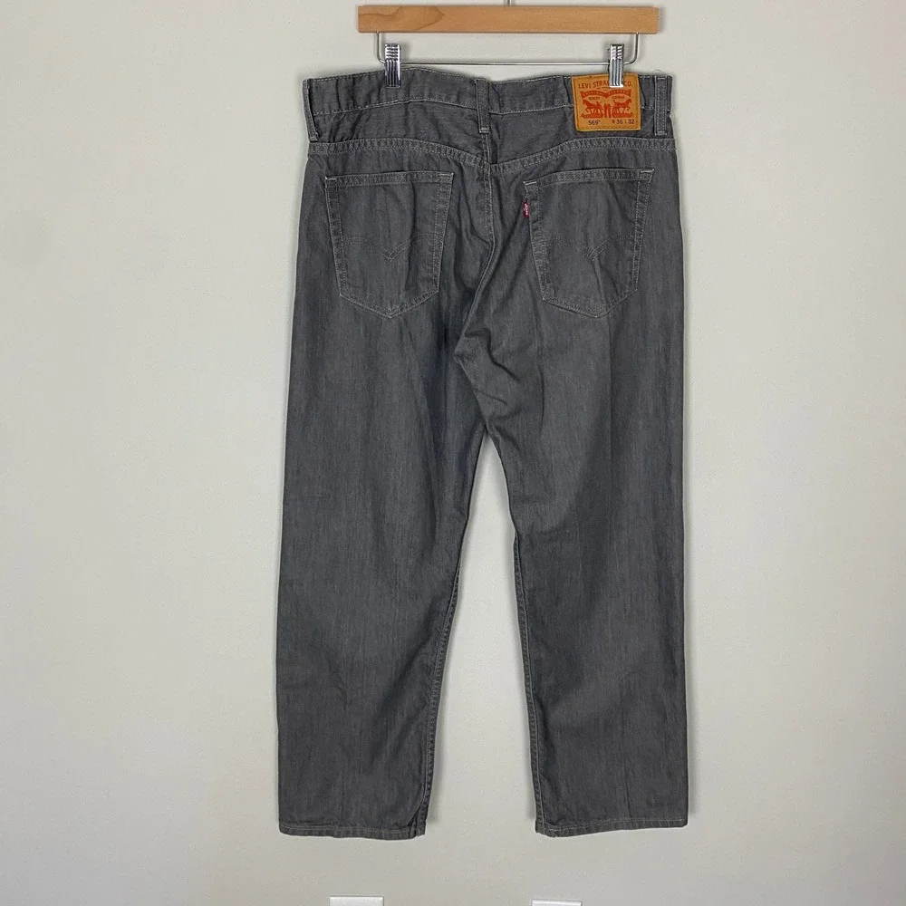 Levi's 569 Loose Straight Jeans Mens 36x32 (fits 36x30) Grey Baggy Relaxed Denim